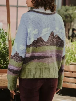 Gebreide Kleding|Next Blauw/Groen - Landscape Scene Zip Cardigan