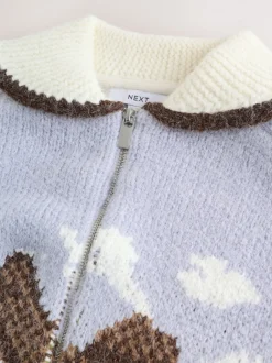 Gebreide Kleding|Next Blauw/Groen - Landscape Scene Zip Cardigan