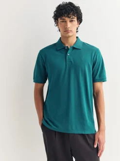 Poloshirts*Next Blauwgroen - Normale Pasvorm - Piqué poloshirt met korte mouwen