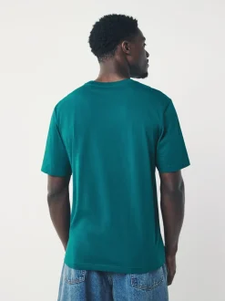 T-Shirts En Hemden|Next Blauwgroen - Normale Pasvorm - Essentieel katoenen T-shirt met ronde hals