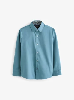 Shirts*Next Blauwgroen - Overhemd met contrasterende afwerking en lange mouwen (3 - 16 jr)