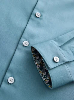 Shirts*Next Blauwgroen - Overhemd met contrasterende afwerking en lange mouwen (3 - 16 jr)