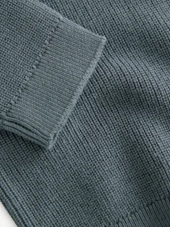Truien En Breisels|Tops*Next - Poloshirt met lange mouwen en kwartrits (3mnd-7jr) Blauwgroen