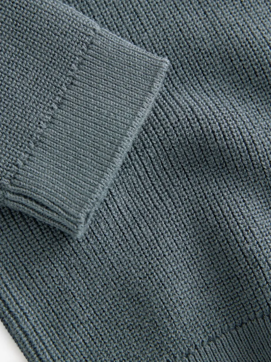 Truien En Breisels|Tops*Next - Poloshirt met lange mouwen en kwartrits (3mnd-7jr) Blauwgroen