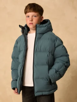 Schoolkleding|Jassen En Jacks|Next Blauwgroen - Regenbestendige gewatteerde jas met microfleece voering (3-17jr)