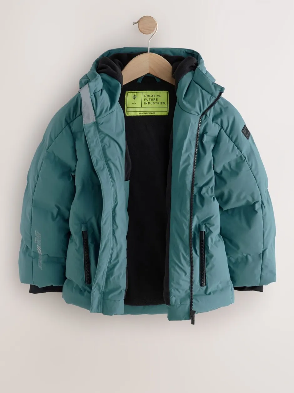 Schoolkleding|Jassen En Jacks|Next Blauwgroen - Regenbestendige gewatteerde jas met microfleece voering (3-17jr)