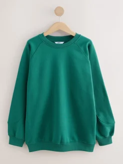 Hoody's En Sweatshirts|Next - Relaxed Fit Heavyweight Longline Crew Neck Sweatshirt Blauwgroen