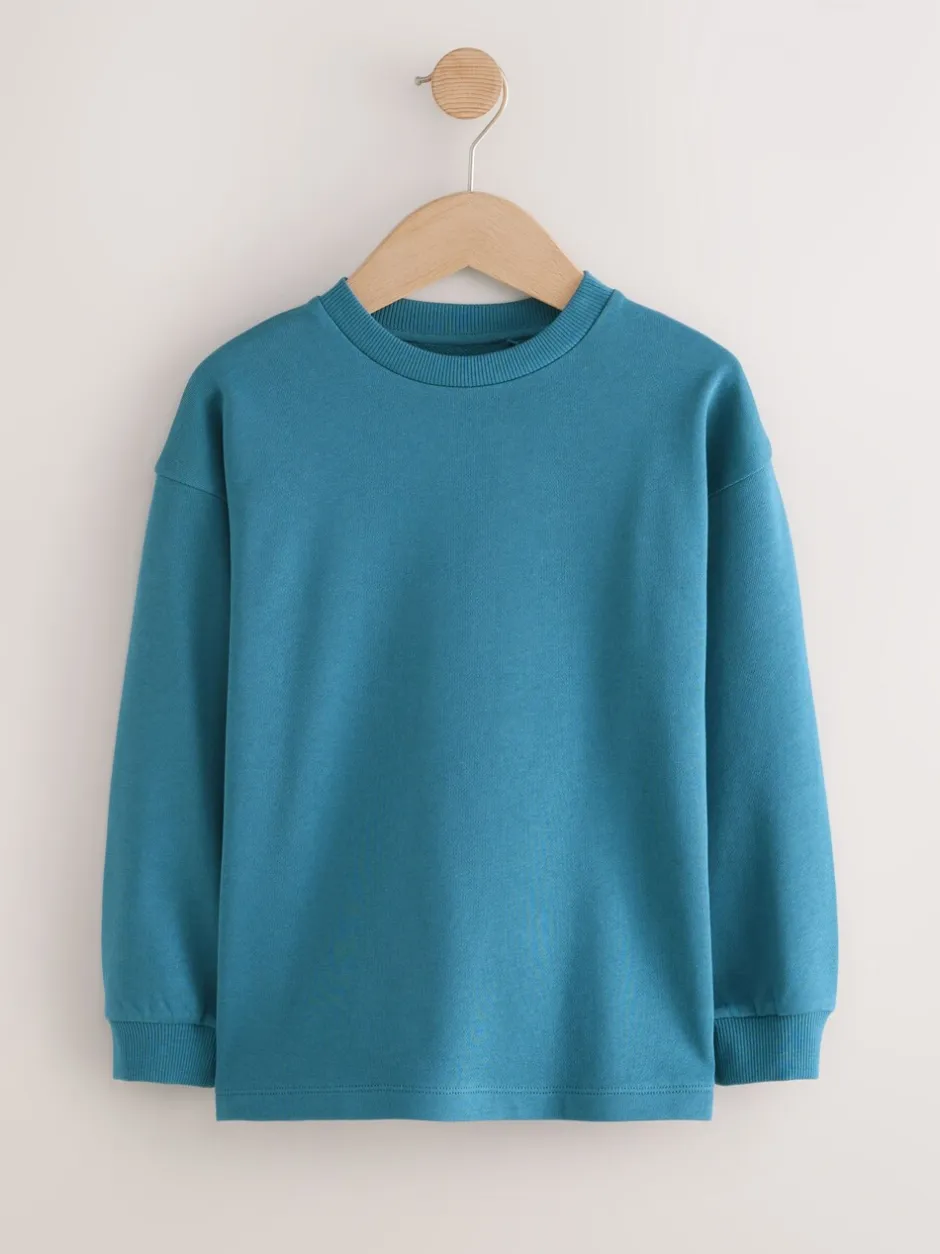 T-Shirts|Tops*Next Blauwgroen - Relaxed Fit Long Sleeve Heavyweight T-Shirt (3-16yrs)
