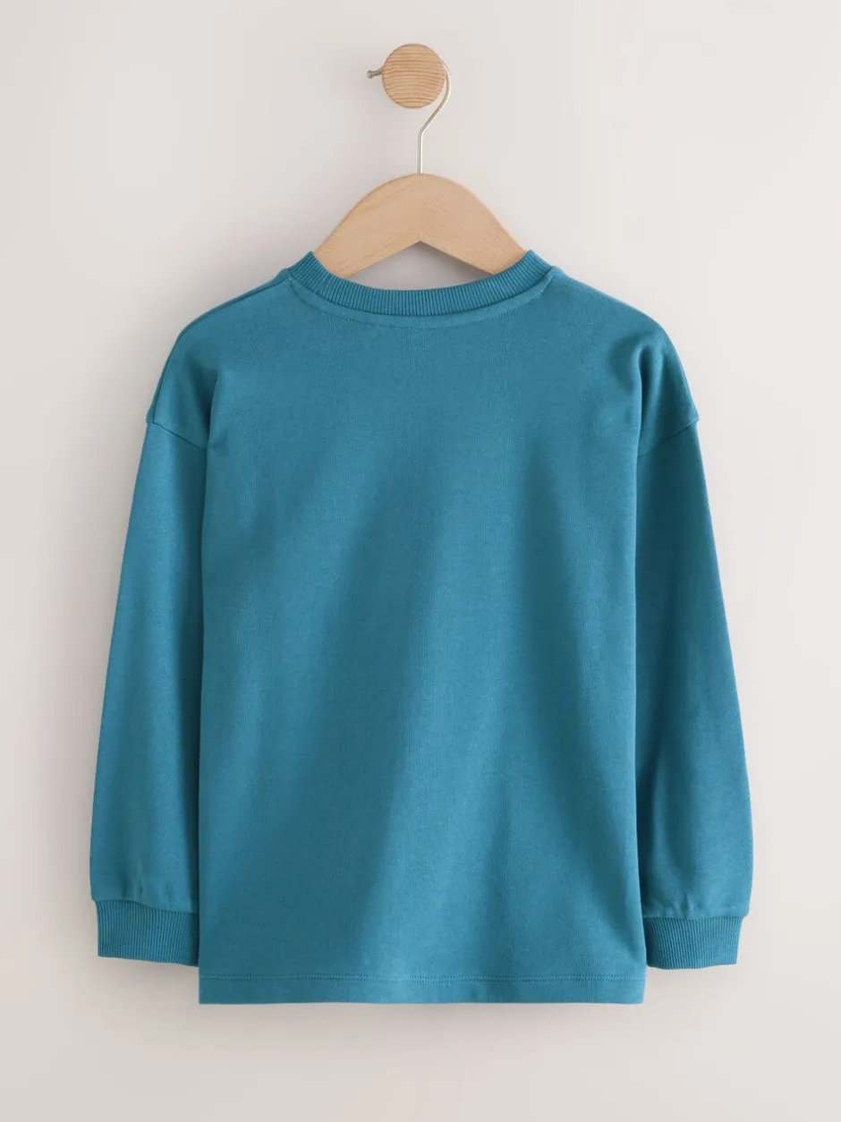 T-Shirts|Tops*Next Blauwgroen - Relaxed Fit Long Sleeve Heavyweight T-Shirt (3-16yrs)