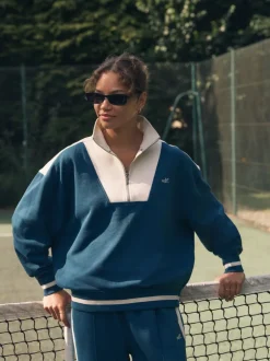 Hoody's En Sweatshirts|self. - Sweatshirt met korte rits Blauwgroen