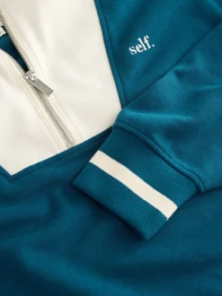 Hoody's En Sweatshirts|self. - Sweatshirt met korte rits Blauwgroen