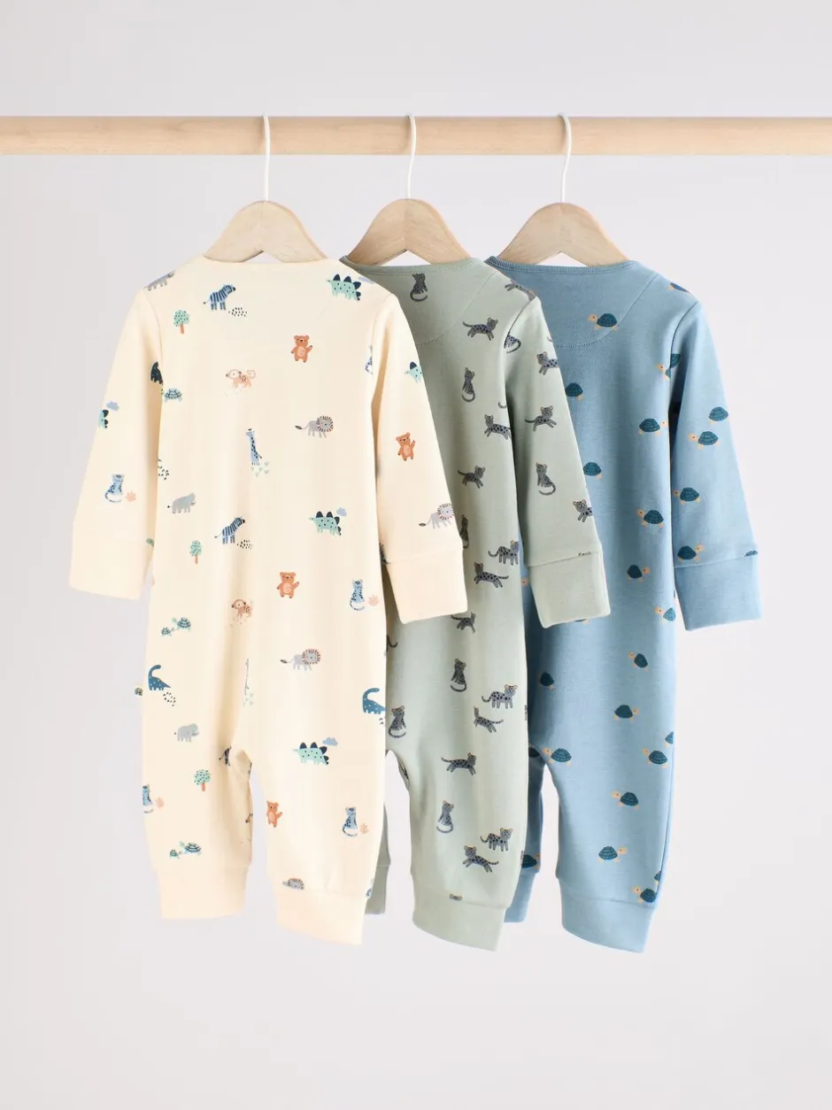 Multipacks|Babypakjes En Babypyjama's*Next Blauwgroen - Verpakking van 3 baby-pyjama's met rits en print (0mnd -3jr)