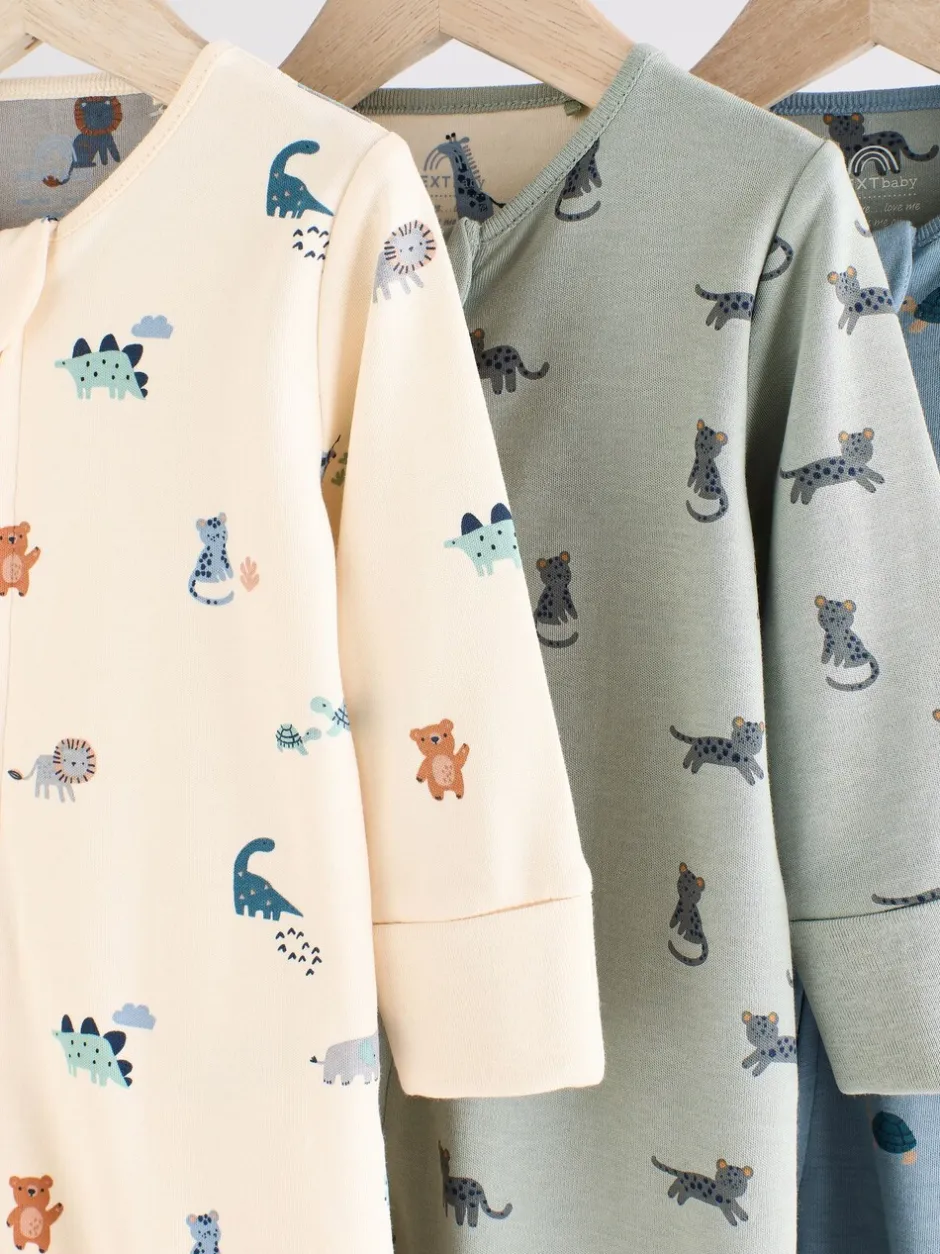 Multipacks|Babypakjes En Babypyjama's*Next Blauwgroen - Verpakking van 3 baby-pyjama's met rits en print (0mnd -3jr)