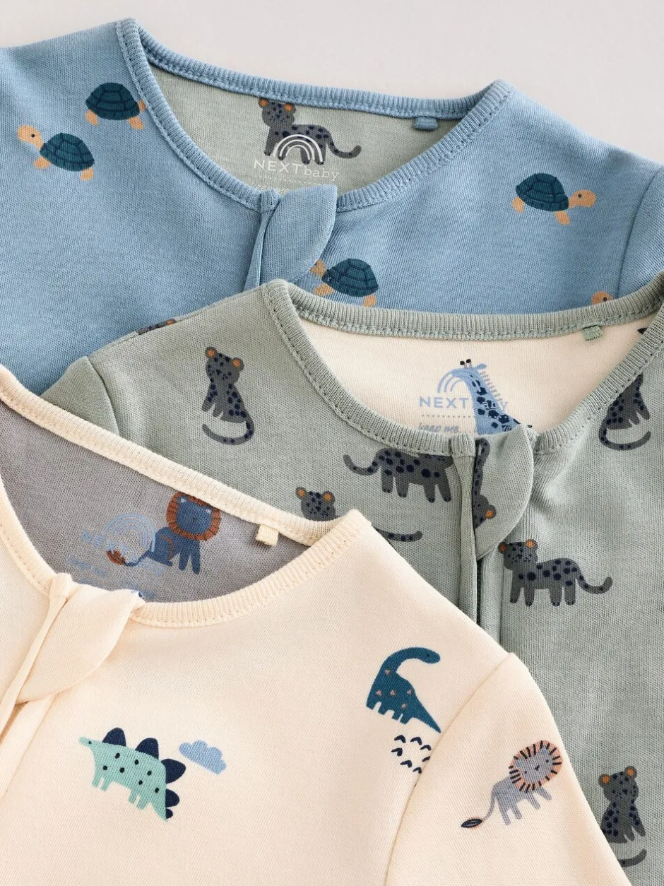 Multipacks|Babypakjes En Babypyjama's*Next Blauwgroen - Verpakking van 3 baby-pyjama's met rits en print (0mnd -3jr)