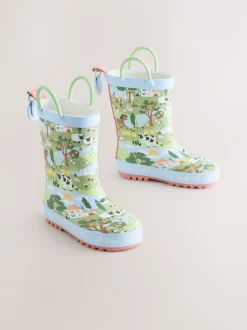Laarzen*Next Blauw/groen met boerderij - Laarzen met handgreep