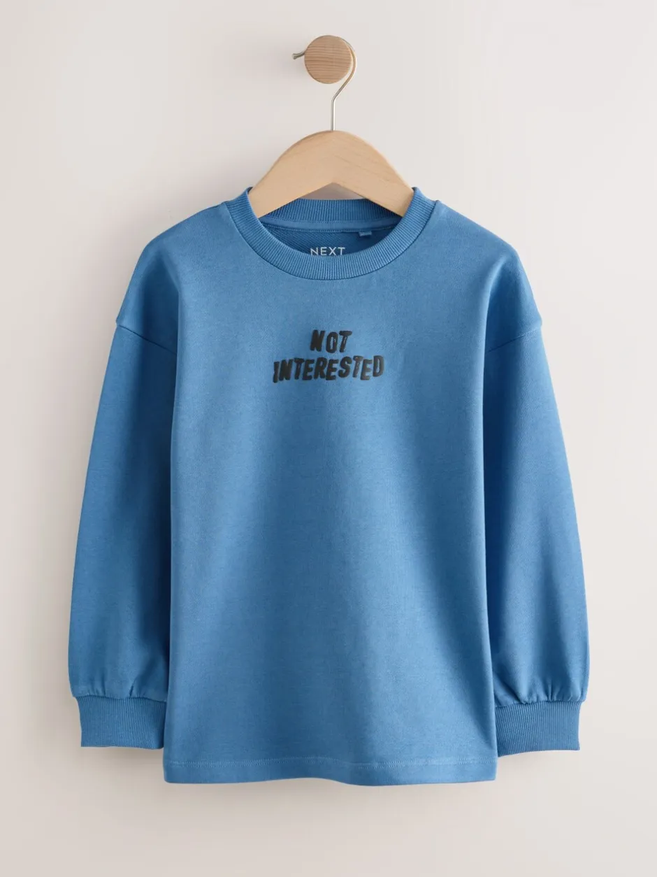 T-Shirts|Tops*Next - Verpakking van 3 ruimvallende zware T-shirts met lange mouwen (3-16jr) Blauw/groen met grafische print
