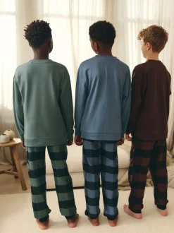 Pyjama's|Nachtkleding En Pyjama's|Next - Verpakking van 3 geweven geruite pyjama's (3-16 jr) Blauw/Groen/Bruin