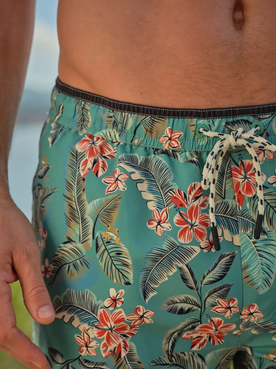 Badkleding|Fat Face - FatFace - Zwemshort Blauwgroene kikkerprint