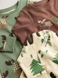 Nachtkleding En Pyjama's|Pyjama's*Next - Verpakking van 3 knusse pyjama's (9 mnd-8 jr) Blauwgroen/ecru Animal