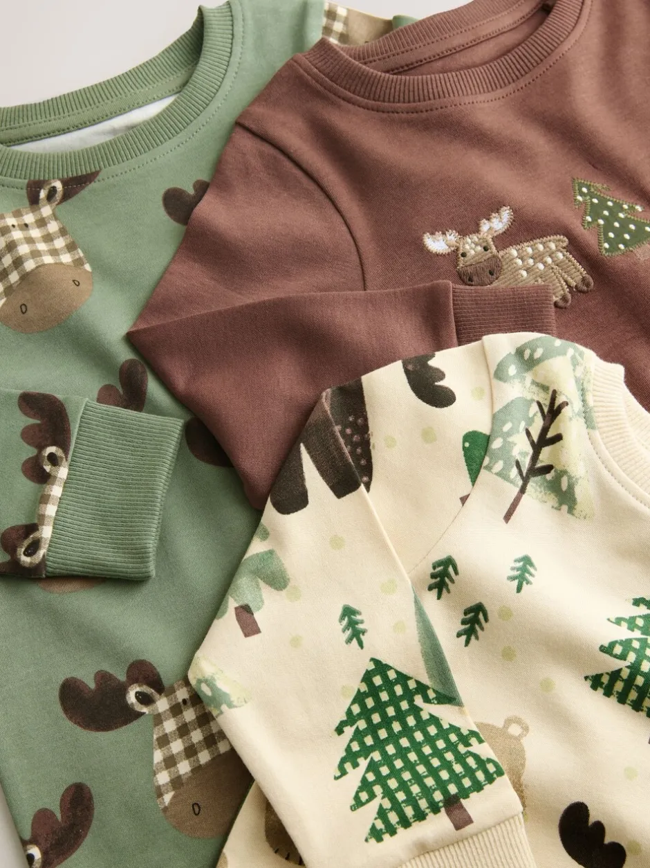 Nachtkleding En Pyjama's|Pyjama's*Next - Verpakking van 3 knusse pyjama's (9 mnd-8 jr) Blauwgroen/ecru Animal