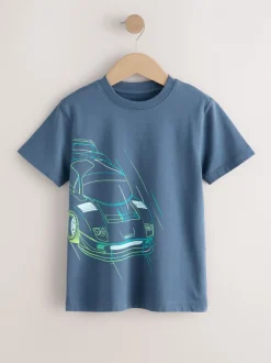 T-Shirts|Tops|Next Blauw/groen/geel - Regular fit T-shirts met grafische print en korte mouwen 3 stuks (3-16jr)