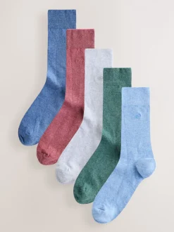 Sokken|Sokken*Next Blauw/groen/grijs - Verpakking van 5 - Frisblijvende sokken met borduursel