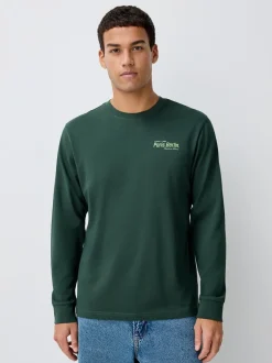T-Shirts En Hemden|Next Blauw/Groen/Kiezelkleurig - Relaxed Fit Long Sleeve Graphic Multipack T-Shirt