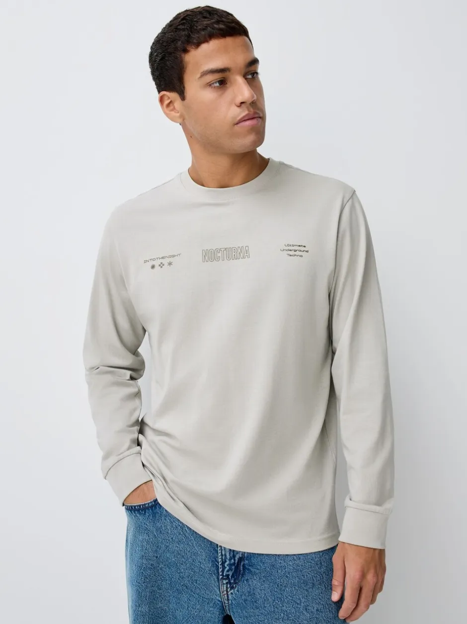 T-Shirts En Hemden|Next Blauw/Groen/Kiezelkleurig - Relaxed Fit Long Sleeve Graphic Multipack T-Shirt