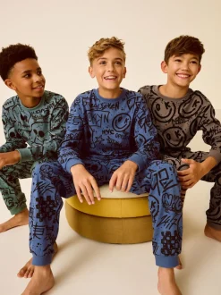 Pyjama's|Nachtkleding En Pyjama's*Next Blauw/Groen/Naturel personage - Verpakking van 3 pyjama's met lange mouwen (3-16 jr)