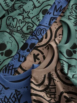 Pyjama's|Nachtkleding En Pyjama's*Next Blauw/Groen/Naturel personage - Verpakking van 3 pyjama's met lange mouwen (3-16 jr)