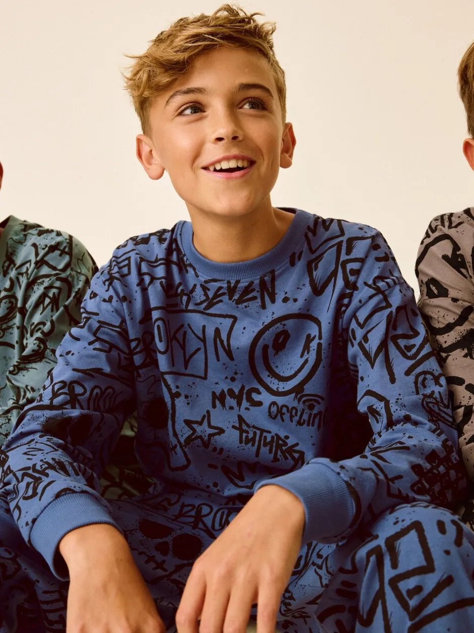 Pyjama's|Nachtkleding En Pyjama's*Next Blauw/Groen/Naturel personage - Verpakking van 3 pyjama's met lange mouwen (3-16 jr)