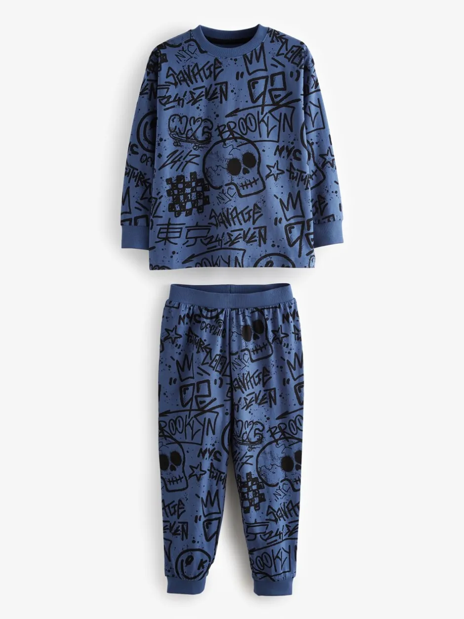 Pyjama's|Nachtkleding En Pyjama's*Next Blauw/Groen/Naturel personage - Verpakking van 3 pyjama's met lange mouwen (3-16 jr)
