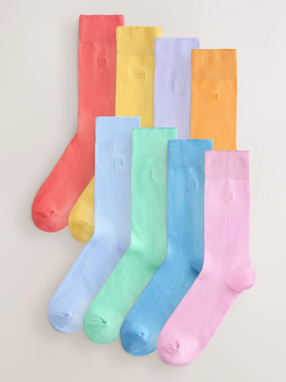 Sokken|Sokken|Next - Verpakking van 8 - Frisblijvende sokken met borduursel Blauw/groen/paars