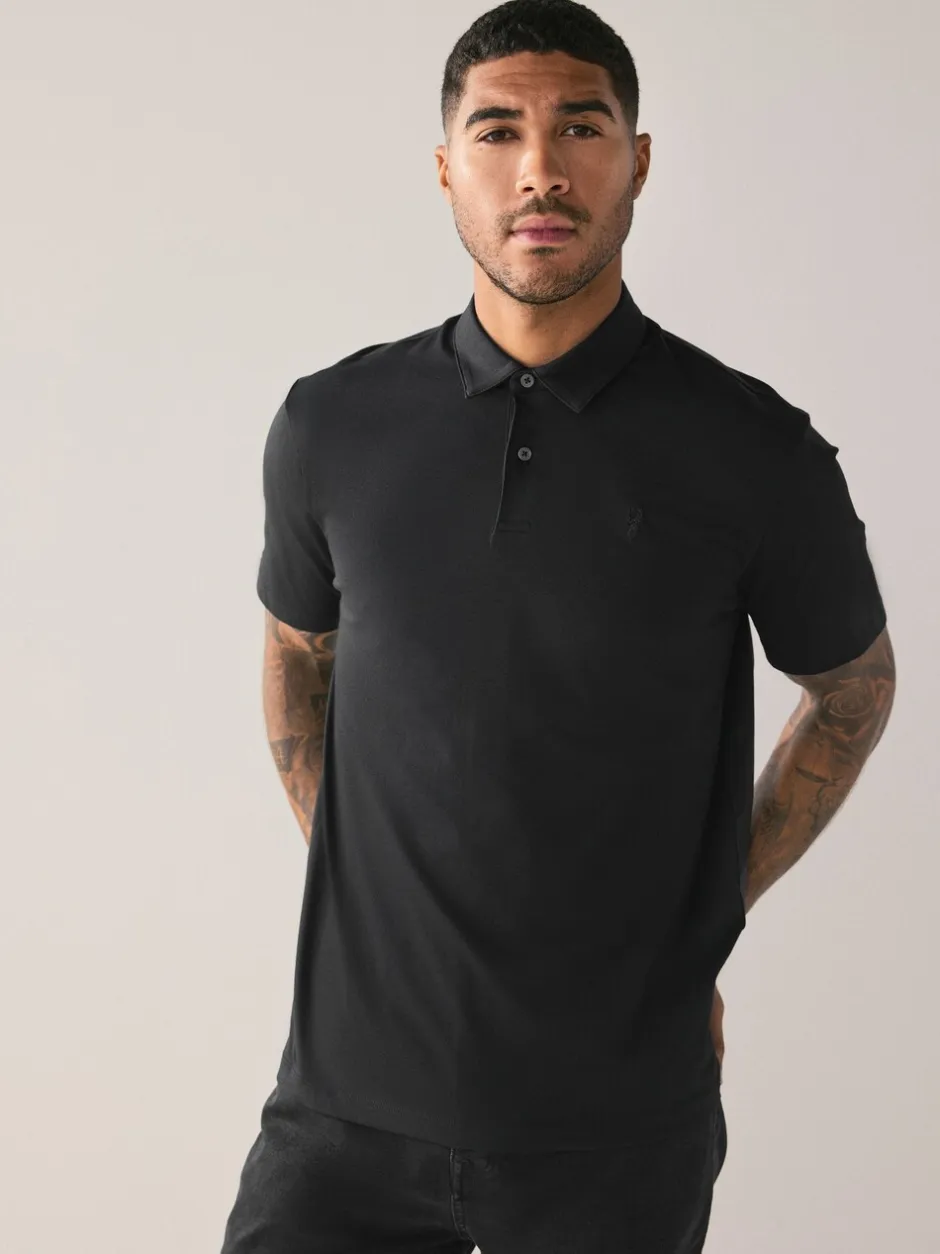 Poloshirts*Next Blauwgroen/Zwart/Roest Rood - Set van 3 jersey poloshirts met korte mouwen
