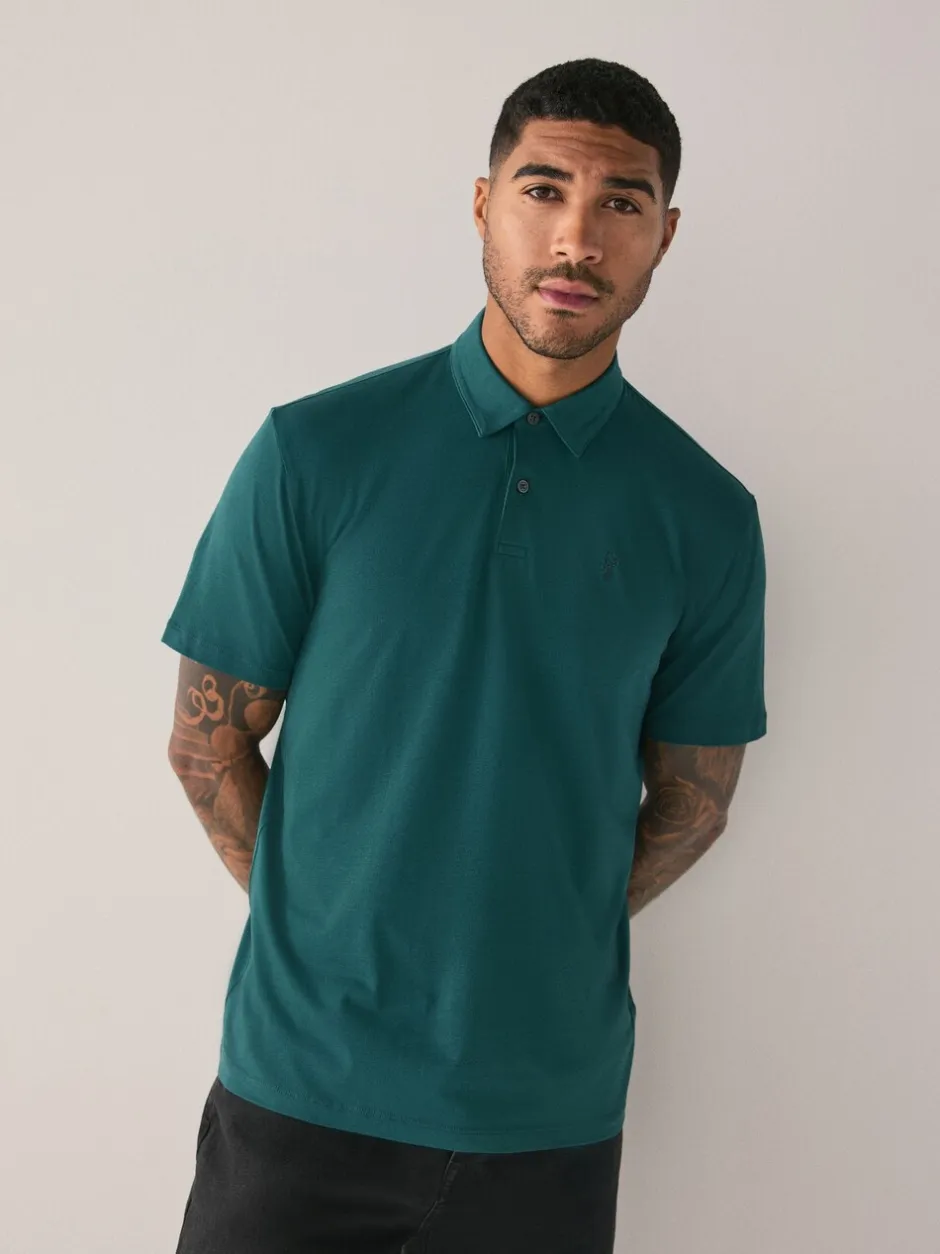Poloshirts*Next Blauwgroen/Zwart/Roest Rood - Set van 3 jersey poloshirts met korte mouwen