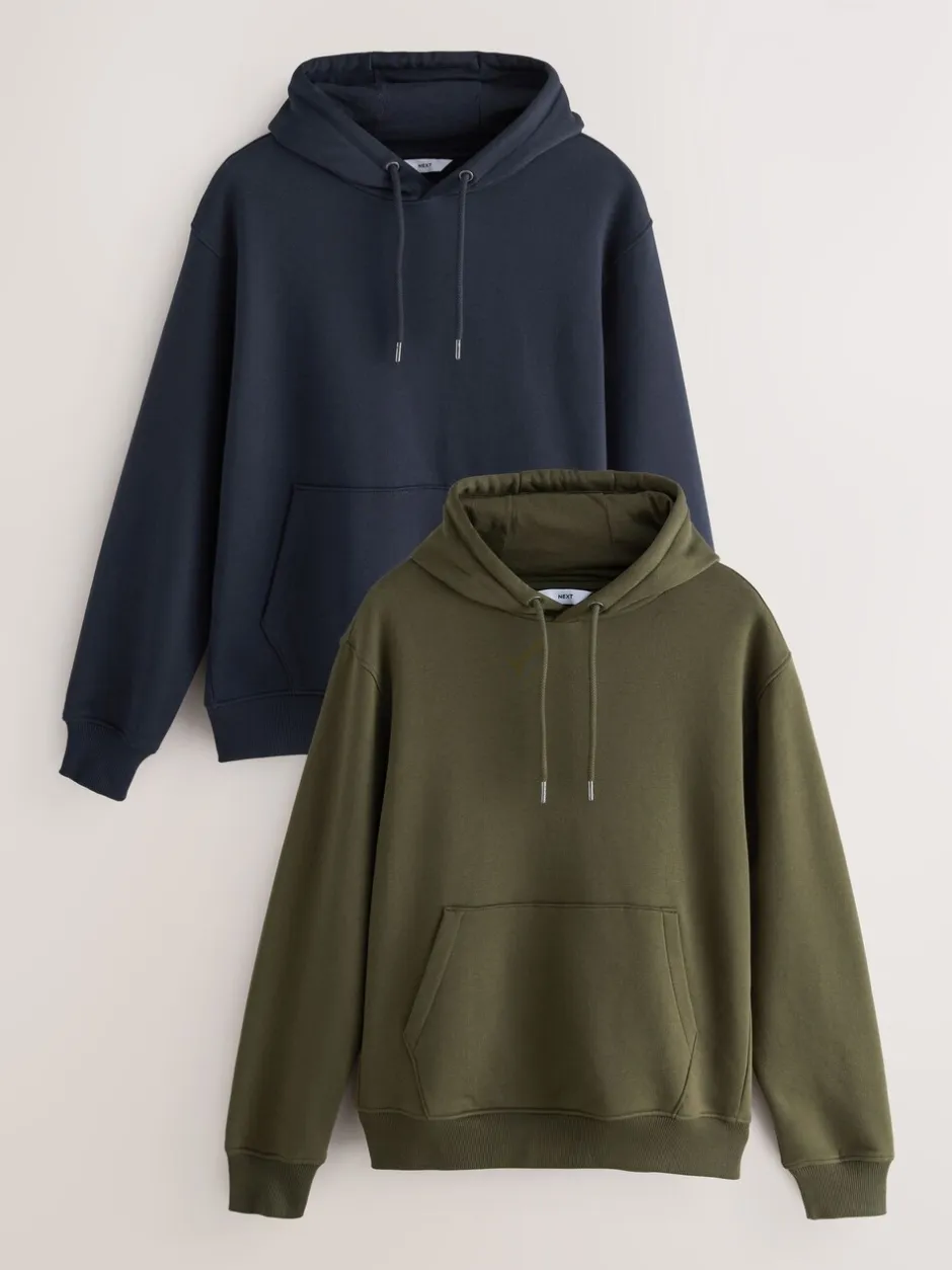 Sweaters En Hoody´S|Sweaters En Hoody´S|Next - Cotton Rich Jersey Overhead Hoodies 2 Pack Blauw/kakigroen
