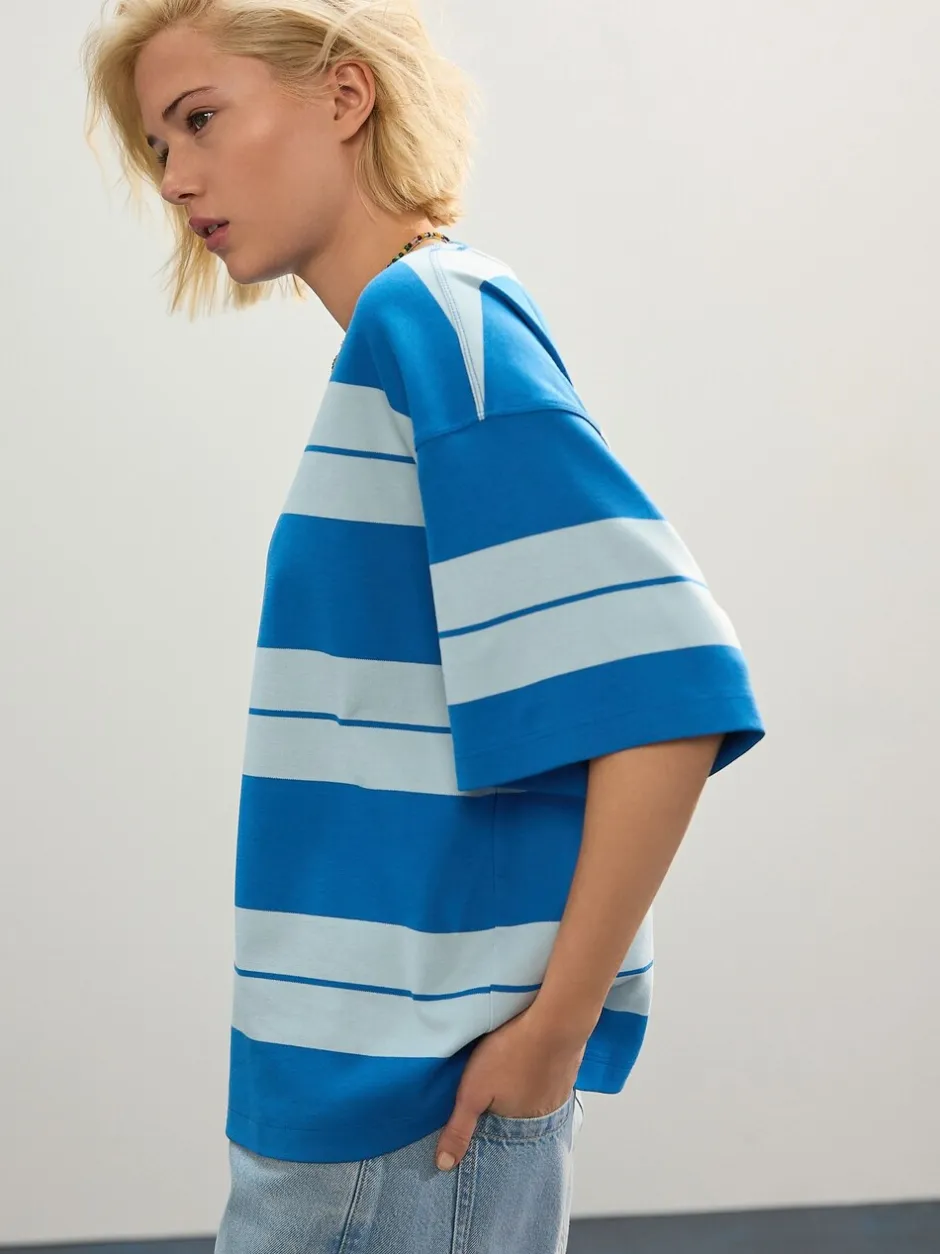 Tops En T-Shirts|Next Blauw/lichtblauw - Boxy oversized T-shirt met relaxte pasvorm van zware stof en ronde hals