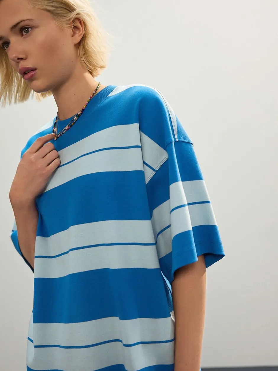 Tops En T-Shirts|Next Blauw/lichtblauw - Boxy oversized T-shirt met relaxte pasvorm van zware stof en ronde hals