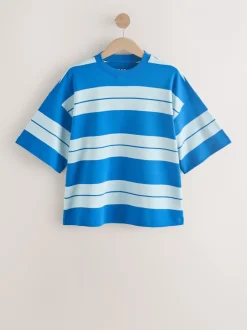Tops En T-Shirts|Next Blauw/lichtblauw - Boxy oversized T-shirt met relaxte pasvorm van zware stof en ronde hals