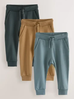 Multipacks|Jeans En Joggingbroeken|Next - Set van 3 superskinny joggingbroeken (3 mnd-7 jr) Blauw/Lichtbruin/Antracietgrijs