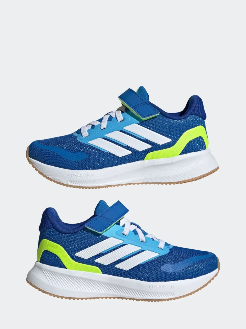 Sneakers*adidas Blauw/limoengroen - Runfalcon 5 kindersneakers met elastische veters