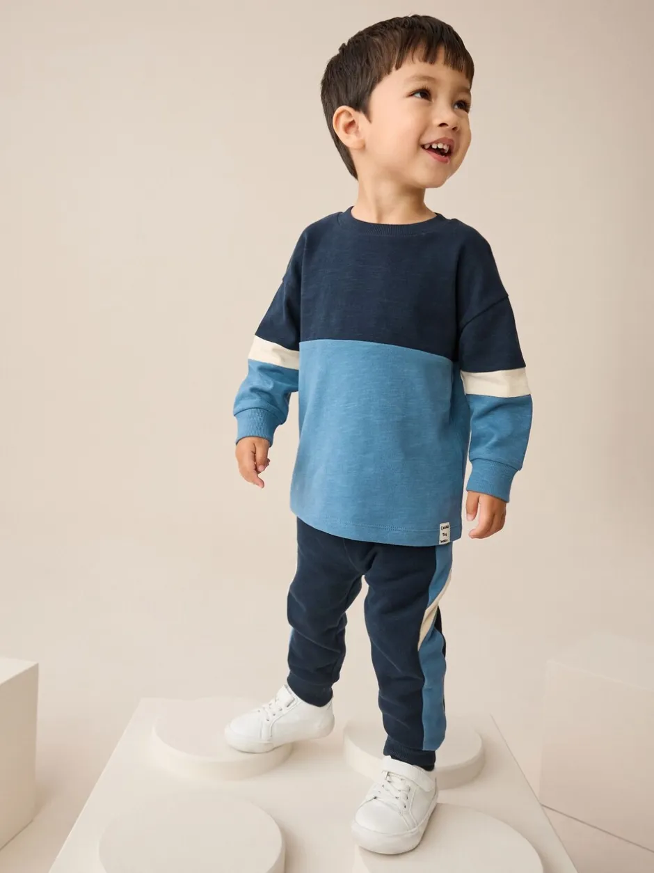 Tops|Sets En Combisets*Next - Set van zacht T-shirt met lange mouwen en joggingbroek (3mnd-7jr) Blauw/marine