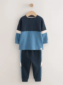 Tops|Sets En Combisets*Next - Set van zacht T-shirt met lange mouwen en joggingbroek (3mnd-7jr) Blauw/marine