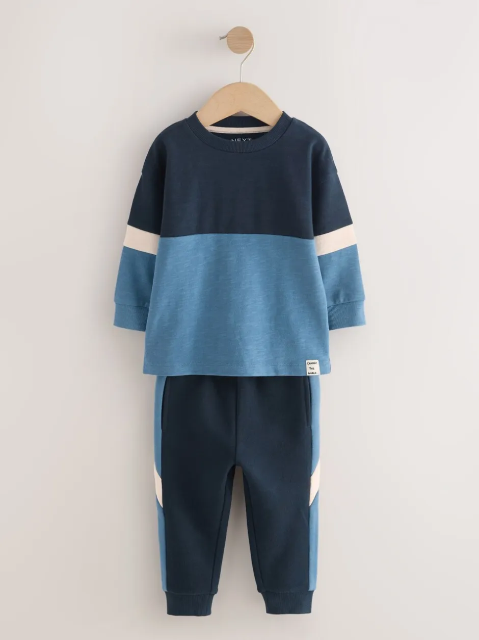 Tops|Sets En Combisets*Next - Set van zacht T-shirt met lange mouwen en joggingbroek (3mnd-7jr) Blauw/marine