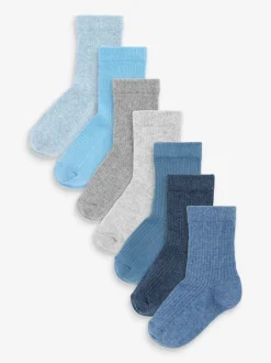 Sokken En Panty's|Sokken|Next - Verpakking van 7 paar fijngeribbelde sokken met hoog katoengehalte Blauw/marine