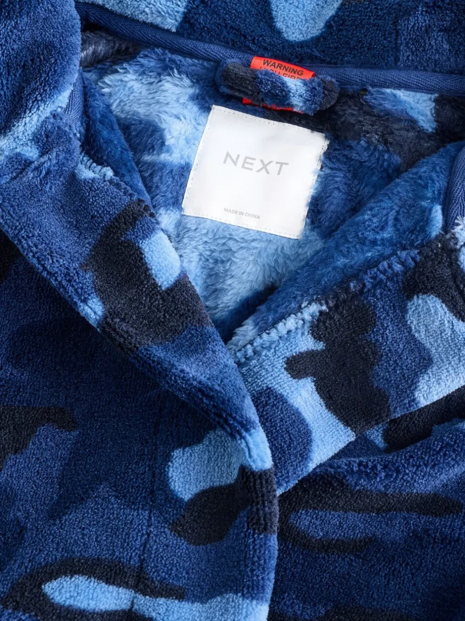 Kamerjassen*Next - Fleece badjaspyjama (1.5-16jr) Blauw/marineblauw camouflage