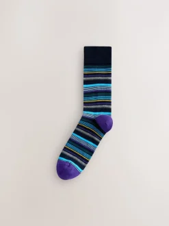 Sokken|Sokken|Next Blauw/oranje - Set van 8 sokken met patroon
