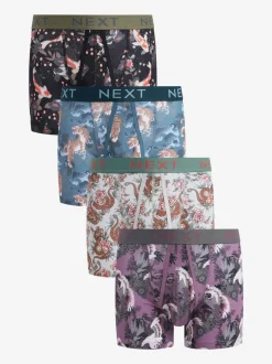 Ondergoed|Ondergoed*Next - Animal - 4 Boxershorts zonder plooi Blauw/paars