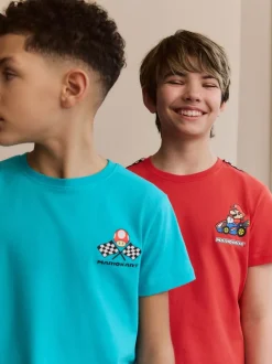 Pyjama's|Next Blauw/rode Mario Kart - Korte 100% katoenen pyjama's verpakking van 2 (3 - 16 jr)