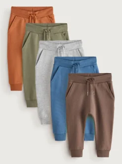 Jeans En Joggingbroeken|Joggingbroeken*Next Blauw/Roestoranje/Kakigroen - Verpakking van 5 joggingbroeken (3mnd-7jr)